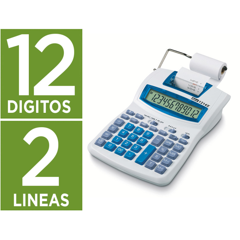 Calculadora ibico 1214x impresora pantalla lcd papel 57 mm 12 digitos impresion bicolor