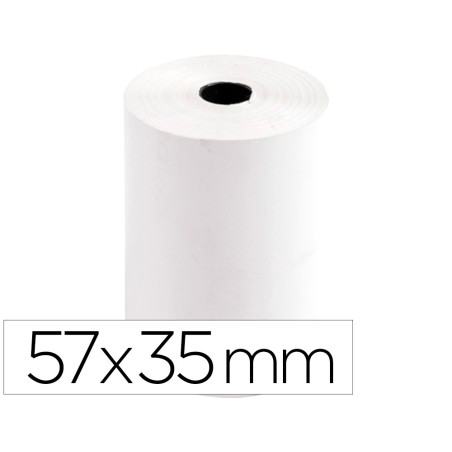Rollo sumadora termico q-connect 57 mm ancho x 35 mm diametro para tpv sin bisfenol a papel de 70 g/m2