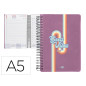 Agenda espiral liderpapel zante 15x21 cm 2024 dia paginacolor malva papel 70 gr