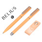 Juego boligrafo y roller belius endless summer aluminio color naranja y plateado tinta azul caja de diseño