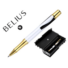 Boligrafo belius dualita cuerpo negro color blanco tinta azul caja de diseño