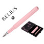 Pluma y funda de similpiel belius space b color minimalista rosa tinta azul caja de diseño