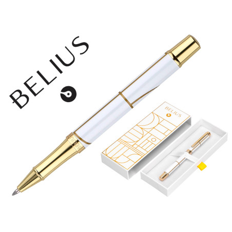 Boligrafo belius carte blanche color y blanco dorado tinta azul caja de diseño