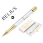 Boligrafo belius carte blanche color y blanco dorado tinta azul caja de diseño