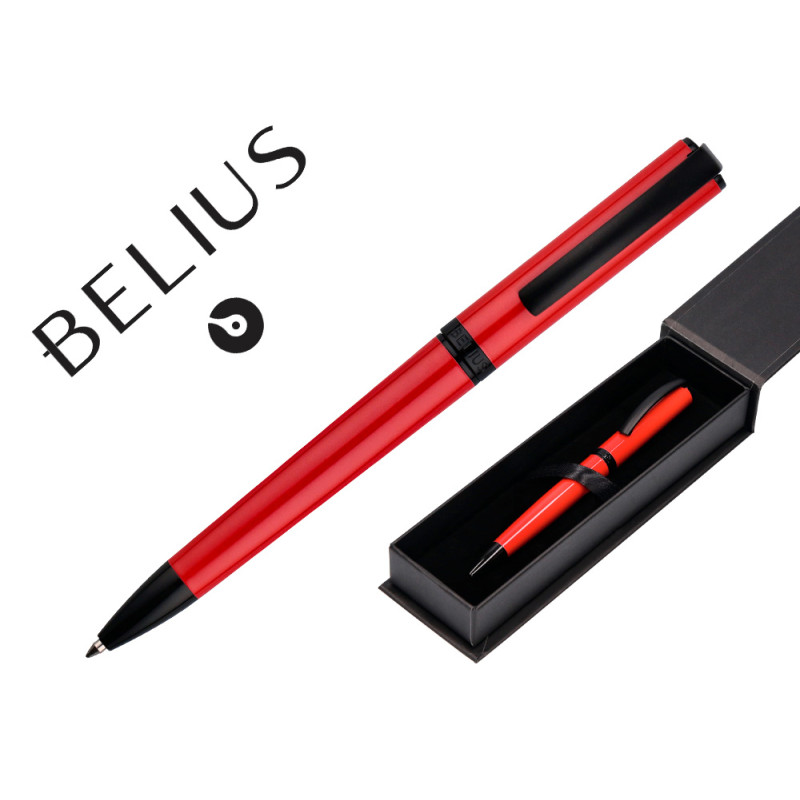 Roller belius turbo aluminio color rojo y negro tinta azul caja de diseño