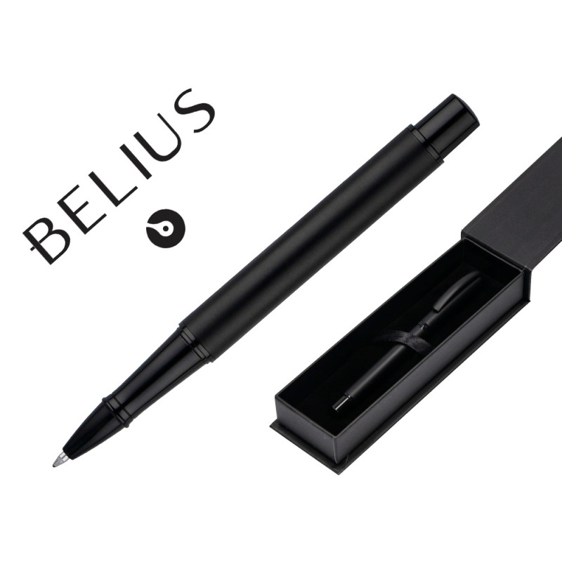 Boligrafo belius turbo aluminio color negro tinta azul caja de diseño