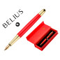 Pluma belius passion dor aluminio textura cepillada color rojo y dorado tinta azul caja de diseño