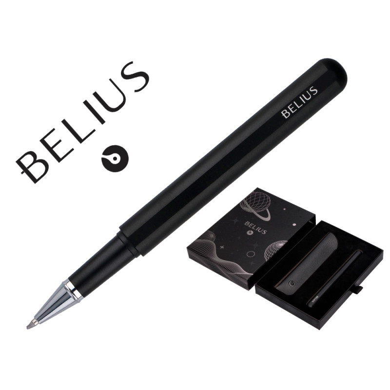 Roller y funda de similpiel belius space b color minimalista negro tinta azul caja de diseño