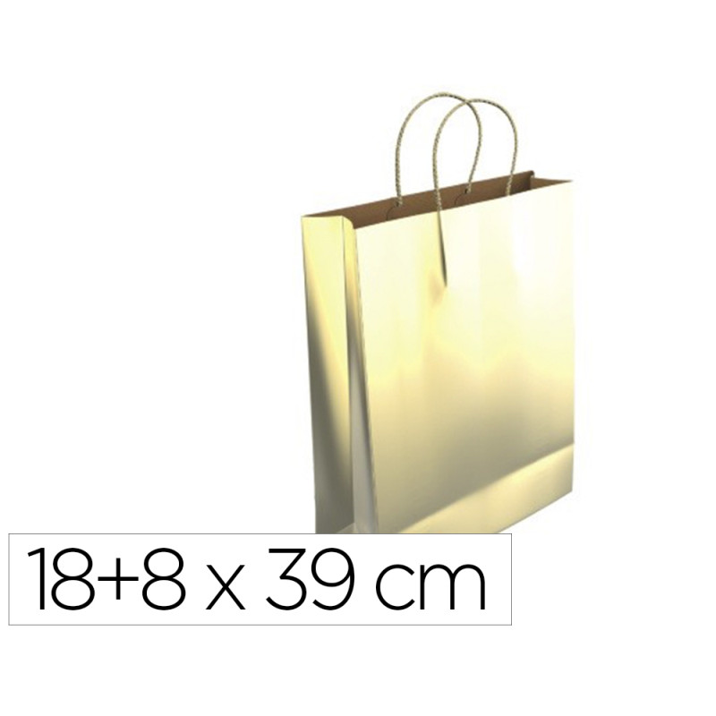 Bolsa para regalo basika para botella oro 18+8x39 cm
