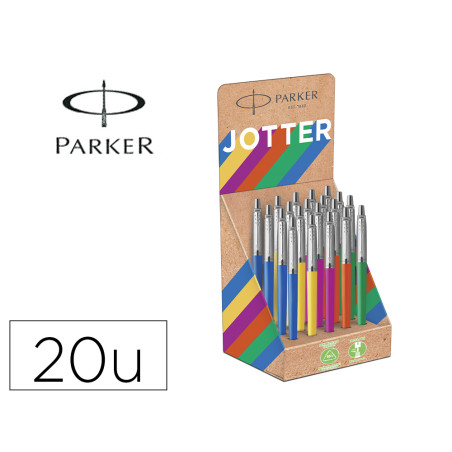 Boligrafo parker jotter originals recycled años 90 expositor 20 unidades con 5 colores surtidos