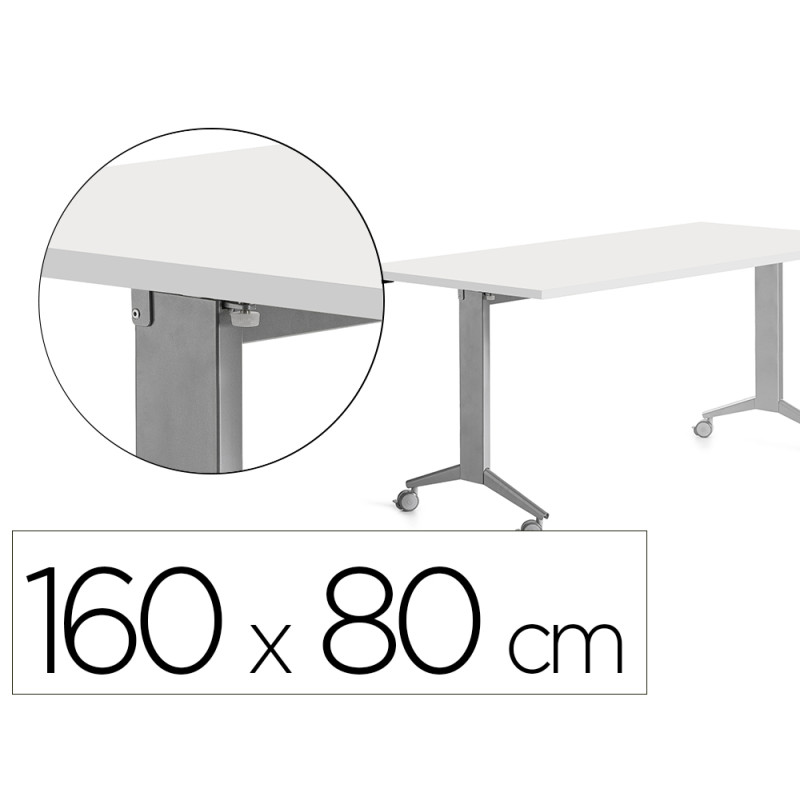 Mesa rocada 2002fd04 con tablero abatible color aluminio/blanco 160x80 cm