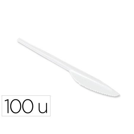 Cuchillo de plastico blanco reutilizable paquete de 100 unidades