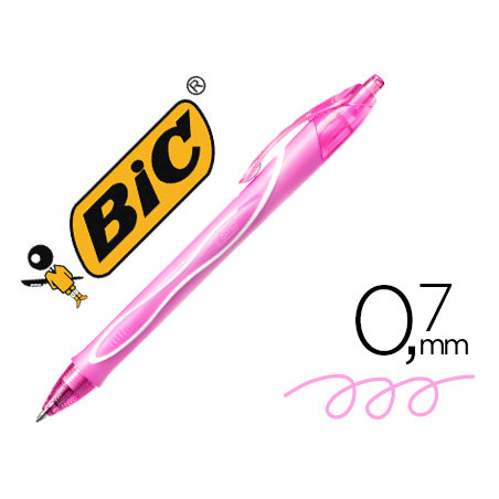 Boligrafo bic gelocity quick dry retractil tinta gel rosa punta de 0,7 mm