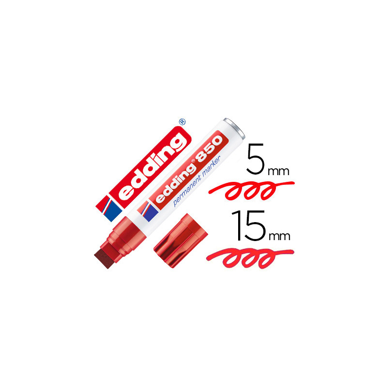 Rotulador edding marcador permanente 850 rojo punta biselada 5-15 mm recargable