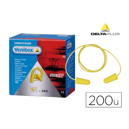 Protector auditivo delta plus conico con cordon caja 200 pares