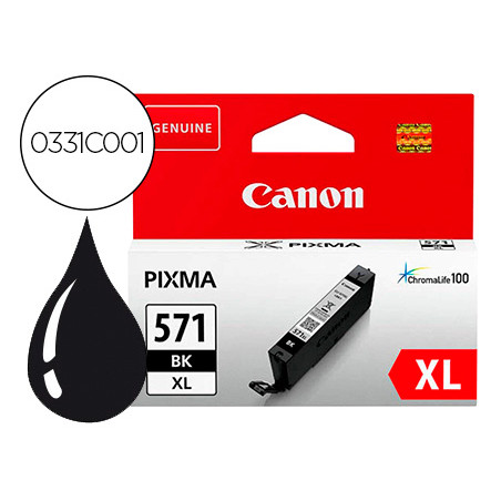 Ink-jet canon cli-571bk xl pixma ts5051 / 5053 / 5055 / 6050 / 6051 / 6052 / 8051 / 8052 / 9050 / 9055 negro 4425