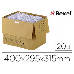 Bolsa de residuos rexel reciclable para destructora auto+300x capacidad 40 l pack de 20 unidades 400x295x315 mm