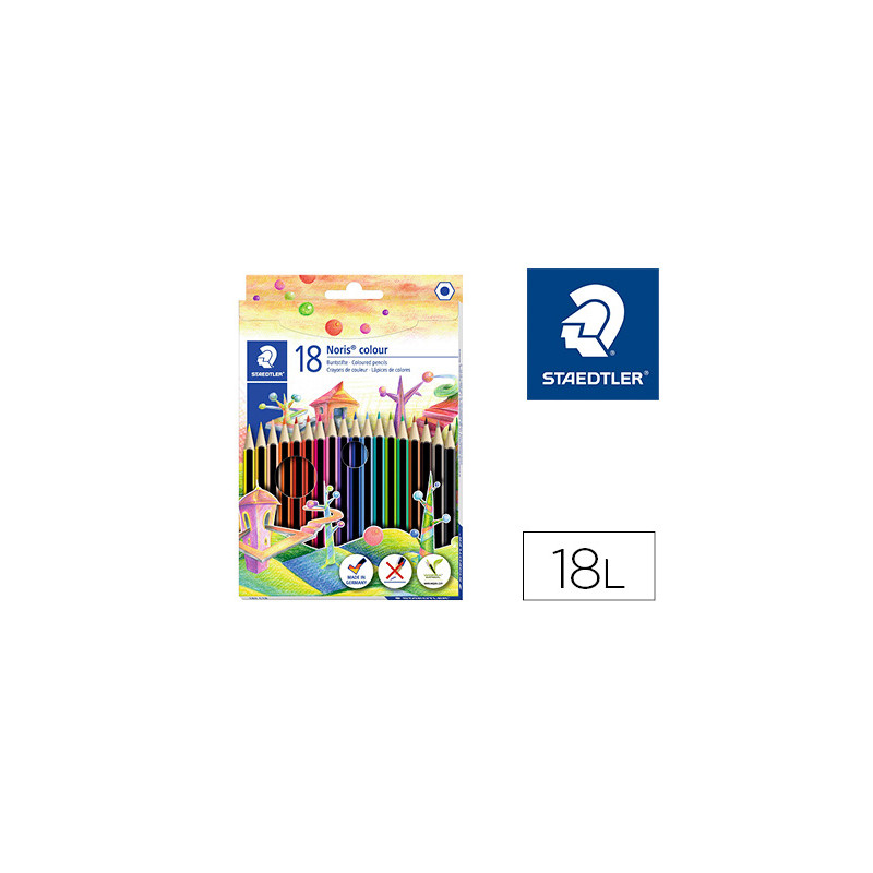 Lapices de colores staedtler upcycled wood ecologico 18 colores en caja de carton
