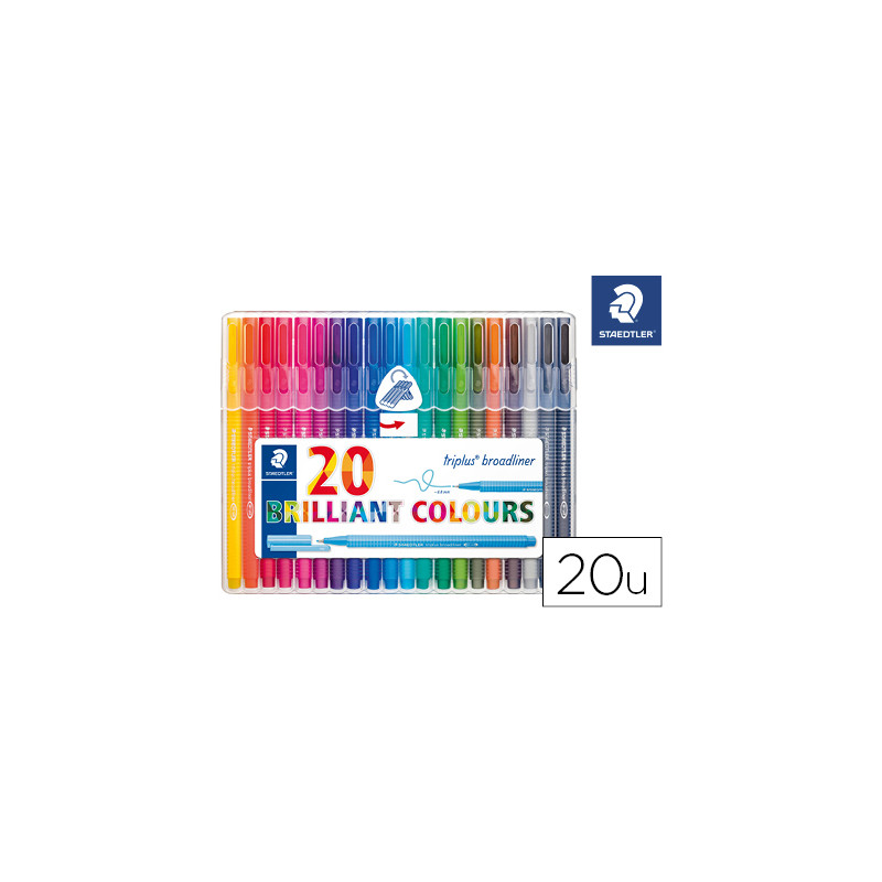 Rotulador staedtler triplus brilliant colours broadliner estuche de 20 unidades colores surtidos