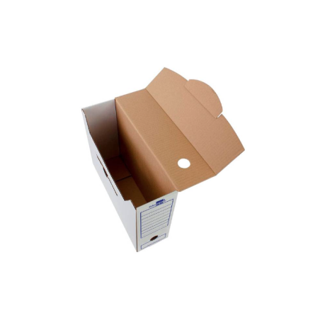 Caja archivo definitivo liderpapel 104 folio carton reciclado 325g/m2 lomo 100 mm blanco 365x100x251 mm
