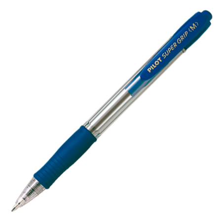 Boligrafo pilot super grip azul retractil sujecion de caucho tinta base de aceite
