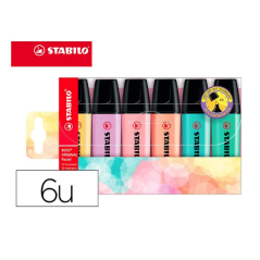 Rotulador stabilo boss pastel fluorescente 70 estuche de 6 unidades surtidas
