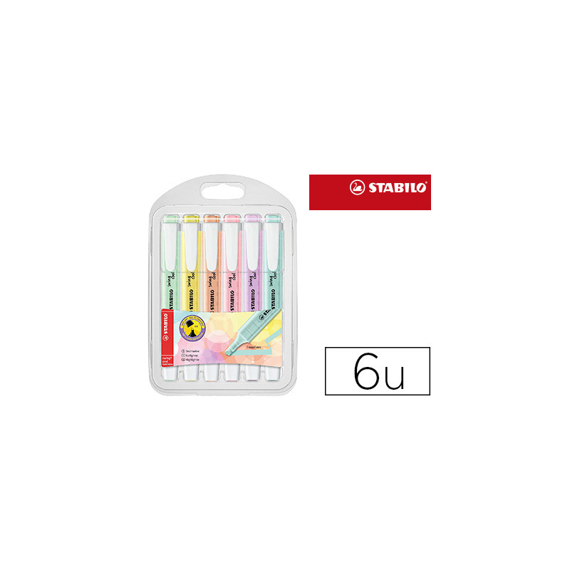 Rotulador stabilo fluorescente swing cool color pastel bolsa de 6 unidades colores surtidos Rotulador stabilo fluorescente swing cool color pastel bolsa de 6 unidades colores surtidos