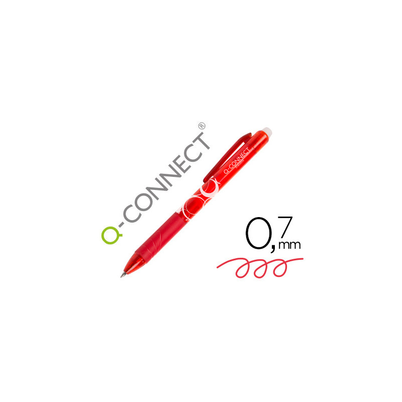 Boligrafo q-connect retractil borrable 0,7 mm color rojo