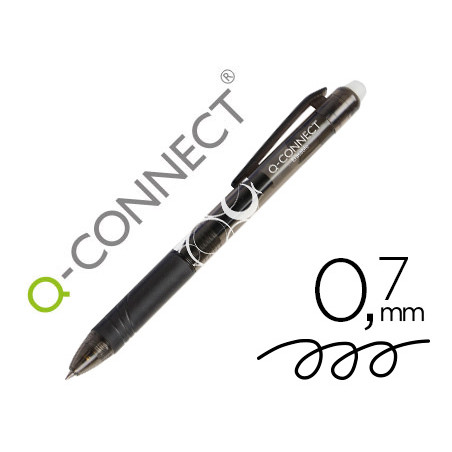 Boligrafo q-connect retractil borrable 0,7 mm color negro