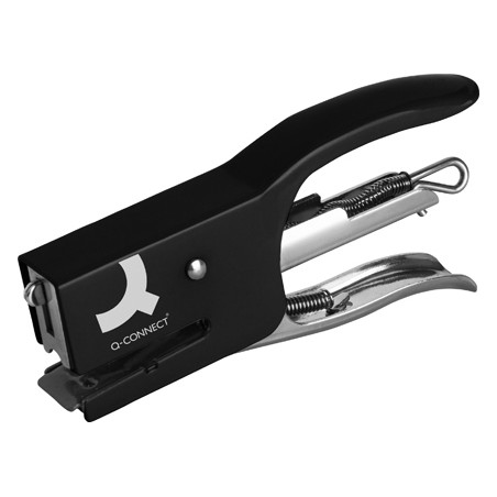 Grapadora q-connect kf22340 de tenaza metalica color negro capacidad 12 hojas usa grapas numero 10