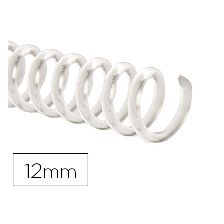 Espiral plastico q-connect transparente 32 5:1 12mm 1,8mm caja de 100 unidades