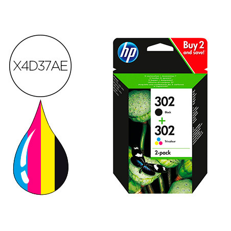 Ink-jet hp 302 deskjet 11xx / 21xx / 36xx envy 45xx / officejet 38xx / 46xx / 52xx pack multicolor negro