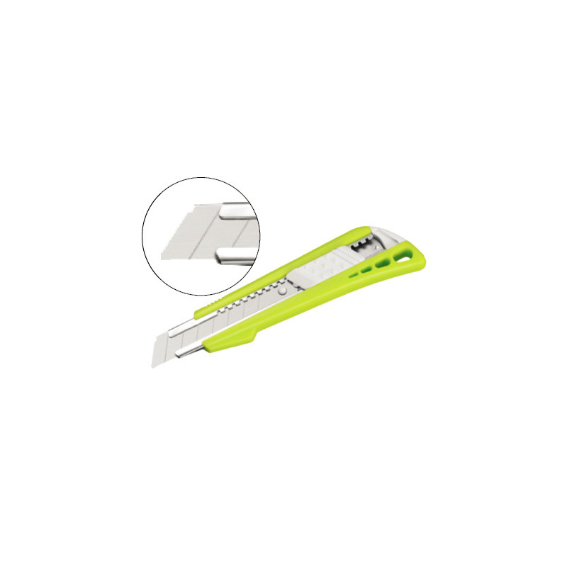Cuter q-connect plastico ancho con guia metalica cuchilla ceramica 18 mm xd-43 blister 1 unidad