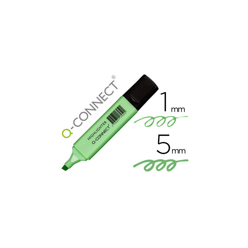 Rotulador q-connect fluorescente pastel verde punta biselada