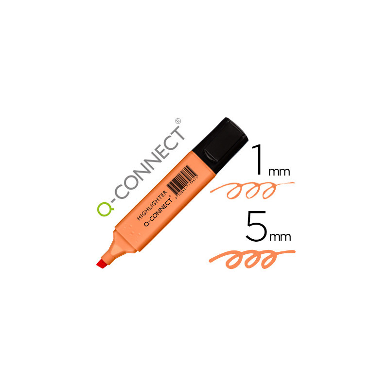 Rotulador q-connect fluorescente pastel naranja punta biselada