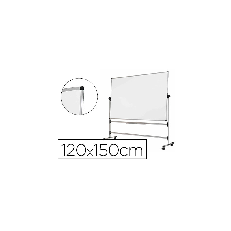 Pizarra blanca bi-office blanca de acero vitrifricado volteable doble cara 120x150 cm