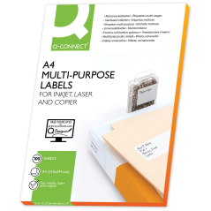 Etiqueta adhesiva q-connect kf01584 tamaño 99,1x33,9 mm fotocopiadora laser ink-jet caja con 100 hojas din a4