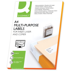 Etiqueta adhesiva q-connect kf10655 tamaño 105x42 mm fotocopiadora laser ink-jet caja con 100 hojas din a4