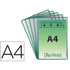 Funda para colgar tarifold din a4 pvc con anilla marco verde pack de 5 unidades
