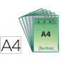 Funda para colgar djois din a4 pvc con anilla marco verde pack de 5 unidades