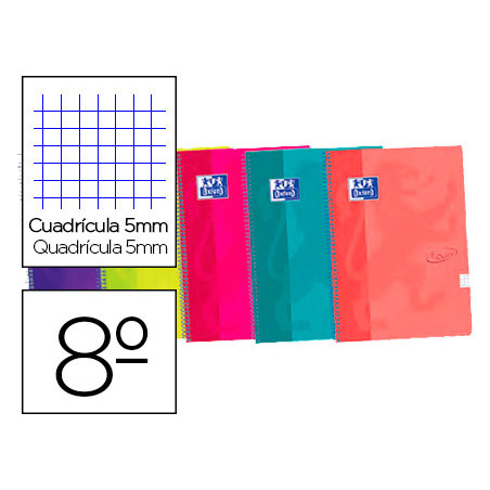 Cuaderno espiral oxford ebook 4 tapa extradura 8 120 hojas cuadricula 5 mm colores surtidos touch