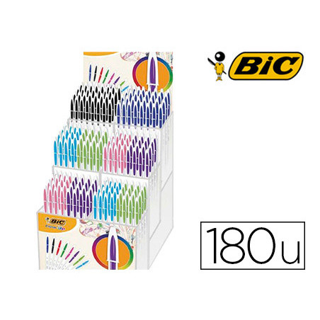 Boligrafo bic cristal up bicolor punta de 1,2 mm expositor de 180 unidades colores surtidos