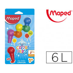 Lapices de cera maped baby crayon color peps blister 6 colores surtidos