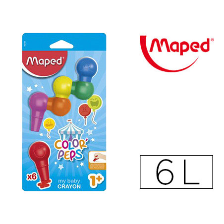 Lapices de cera maped baby crayon color peps blister 6 colores surtidos