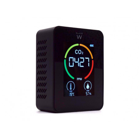 Medidor de co2 ewent pantalla led color detector calidad aire con indicador de temperatura y humedad usb-c