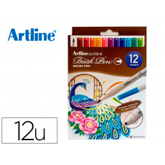 Rotulador artline supreme brush epfs pintura base de agua punta tipo pincel trazo fino bolsa de 12 unidades
