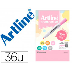 Rotulador artline fluorescente ek-660 colores pastel expositor de 36 unidades colores surtidos