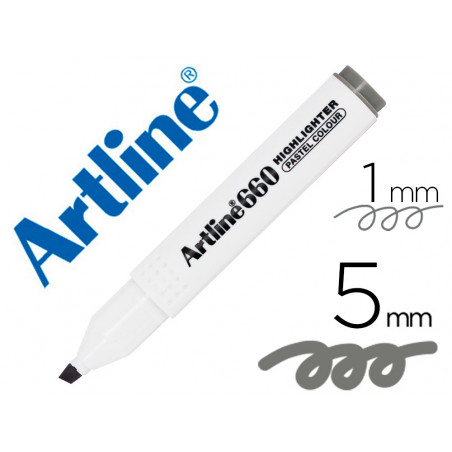 Rotulador artline fluorescente ek-660 gris pastel punta biselada