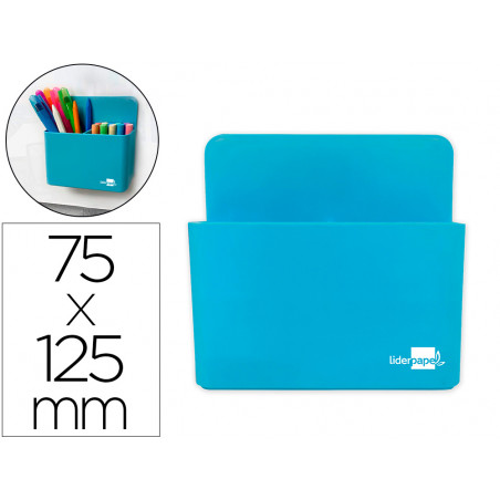 Cubilete portalapices liderpapel azul claro opaco plastico magnetico 125x75x40 mm
