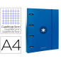 Carpeta con recambio antartik a4 cuadro 5mm forrada 4 anillas 40mm redondas con solapa color azul marino